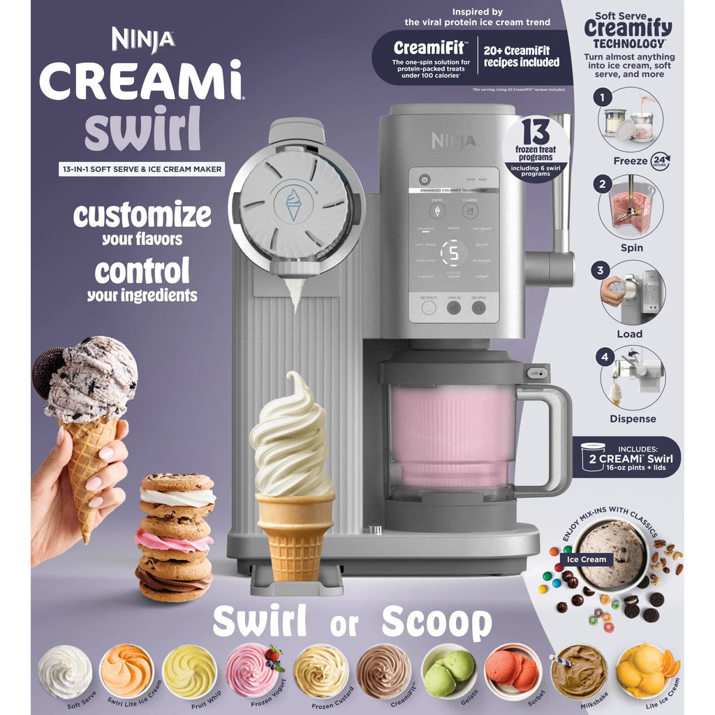 Ninja Swirl? by Creami? Soft Serve and Ice Cream Maker, 13 One - Touch Programs, NC701
