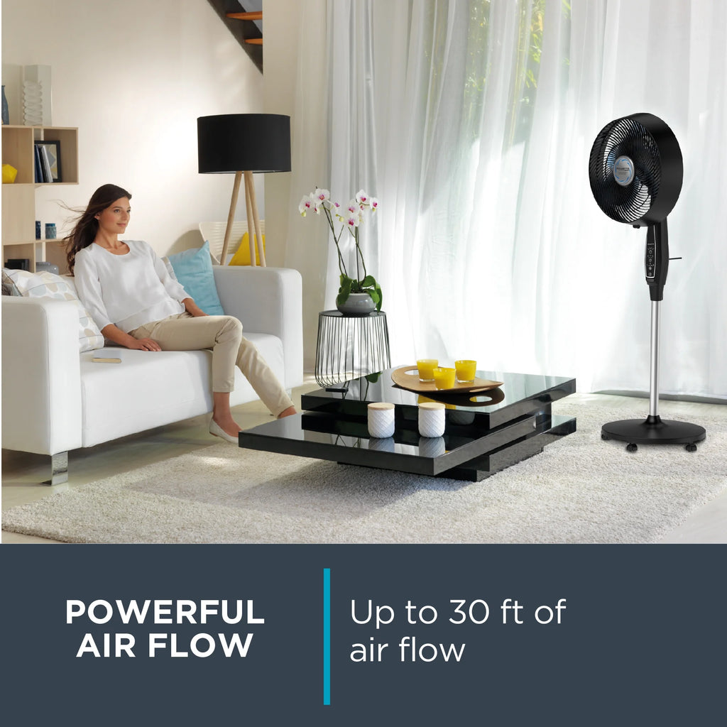 Rowenta Turbo Silence Standing Floor Fan with Remote, 53 in, Portable, 5 Speeds, VU5670