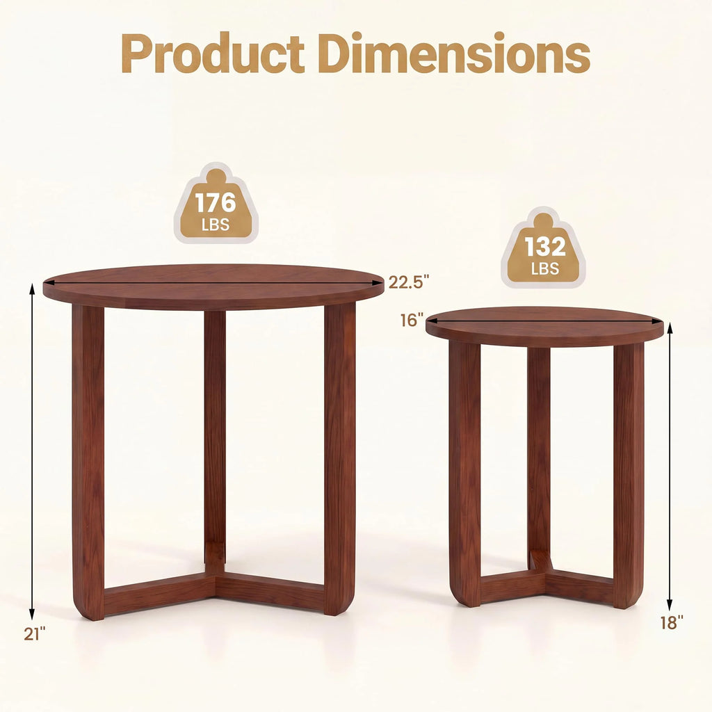 Tangkula Round Nesting Coffee Table Set of 2