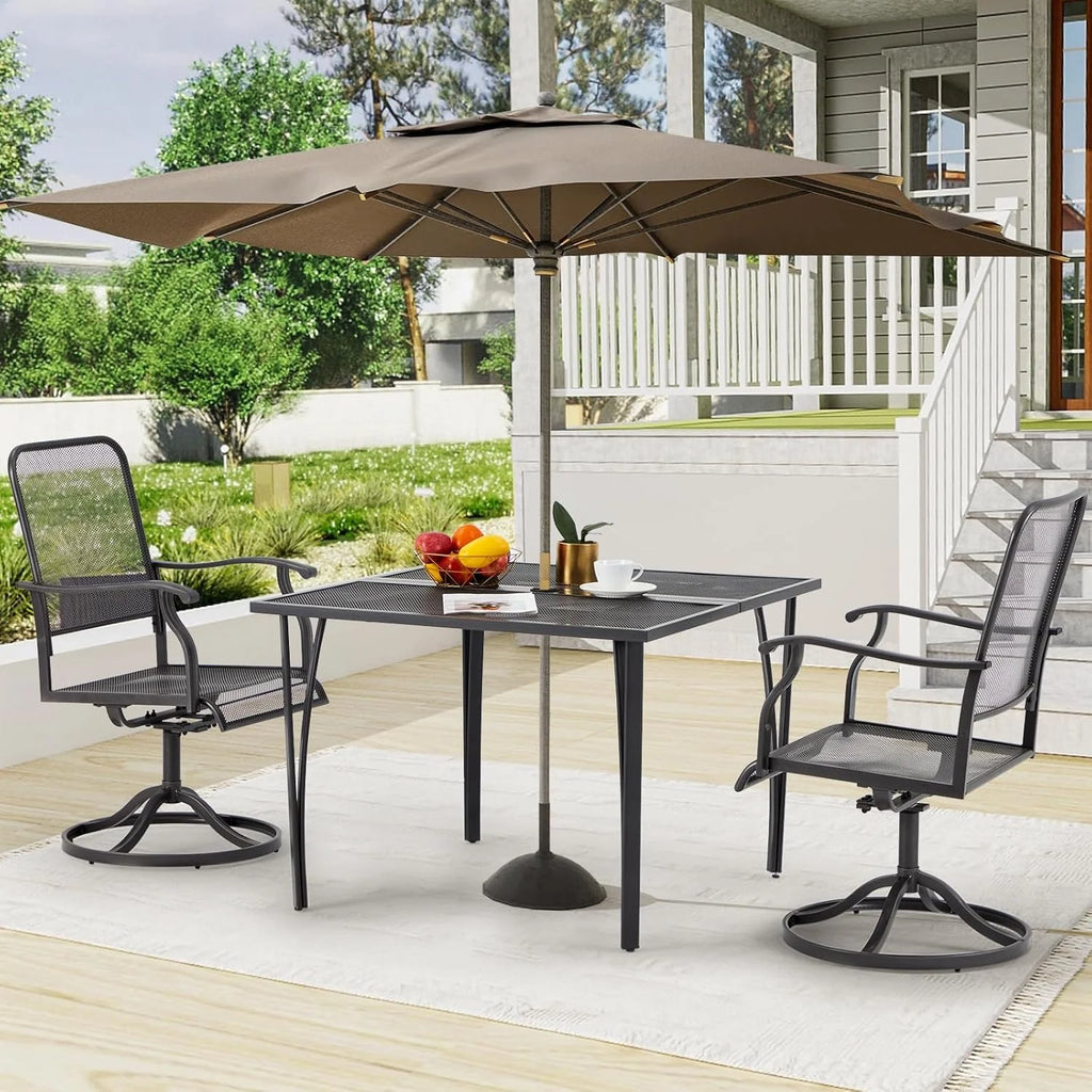 AECOJOY 39.4" Outdoor Patio Dining Table for 4, Metal Patio Table with 1.6" Umbrella Hole