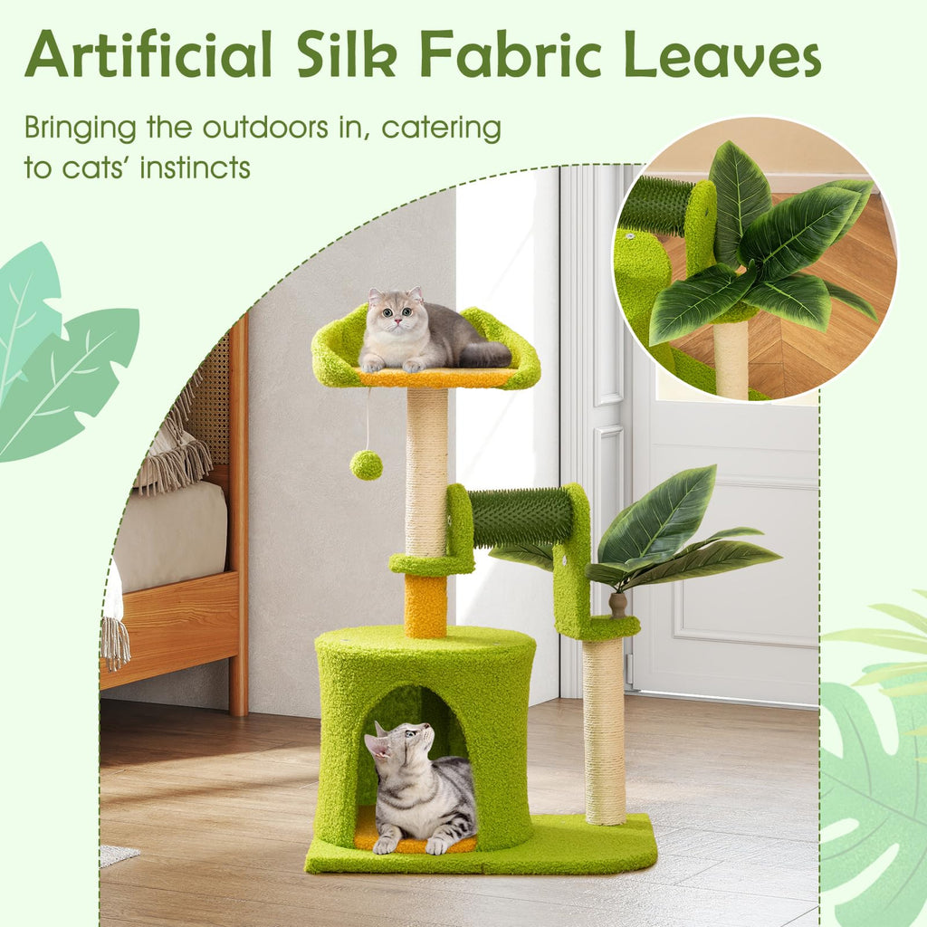 Tangkula Cute Cat Tower with Sisal Scratching Posts