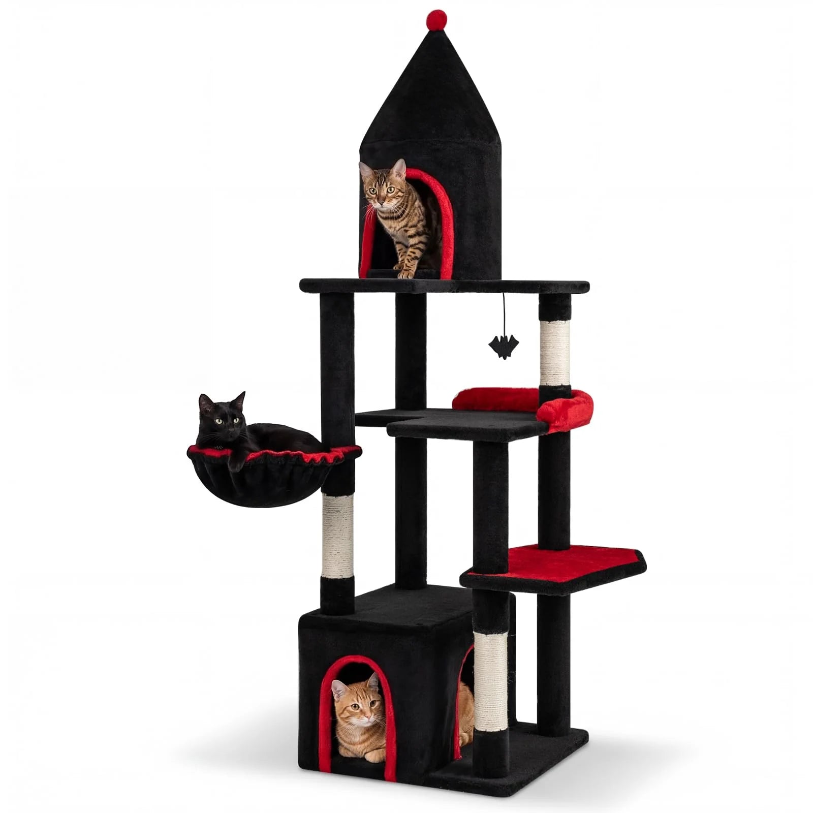 Tangkula Gothic Cat Tree 63 Inch Tall Halloween Cat Tower