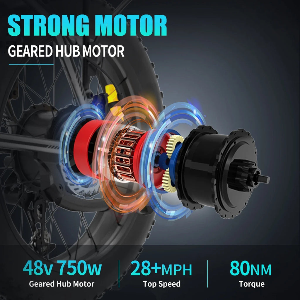 Aostirmotor Folding Electric Bike 20 in Fat Tire, with 750W Motor, 48V 12.5AH Removable Lithium Battery, Ebikes for Adults UL2849