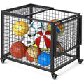 AECOJOY Ball Cart Storage, Rolling Basketball Bin with Wheels for Garage, School, Gym, Sports Equipment and Toy Organizer, Large