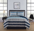 Mainstays Stripe Bed in A Bag Comforter Set with Sheets - Blue - Full Each