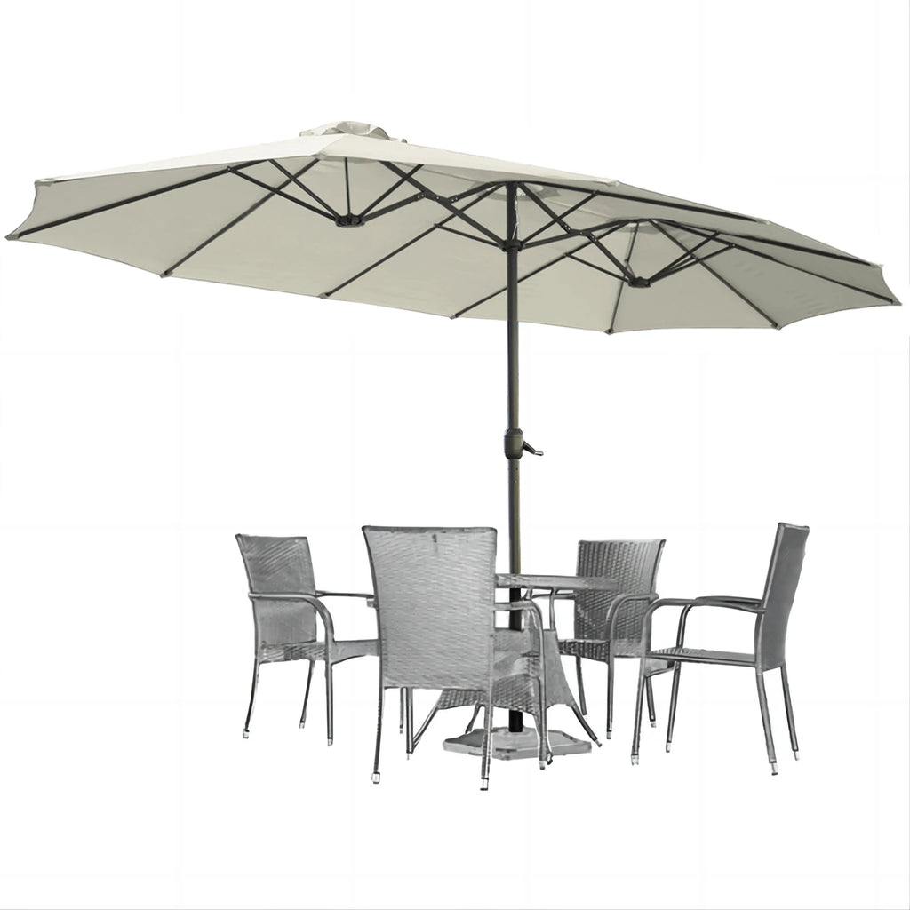 AECOJOY 15x9ft Double-Sided Patio Umbrella, Ivory