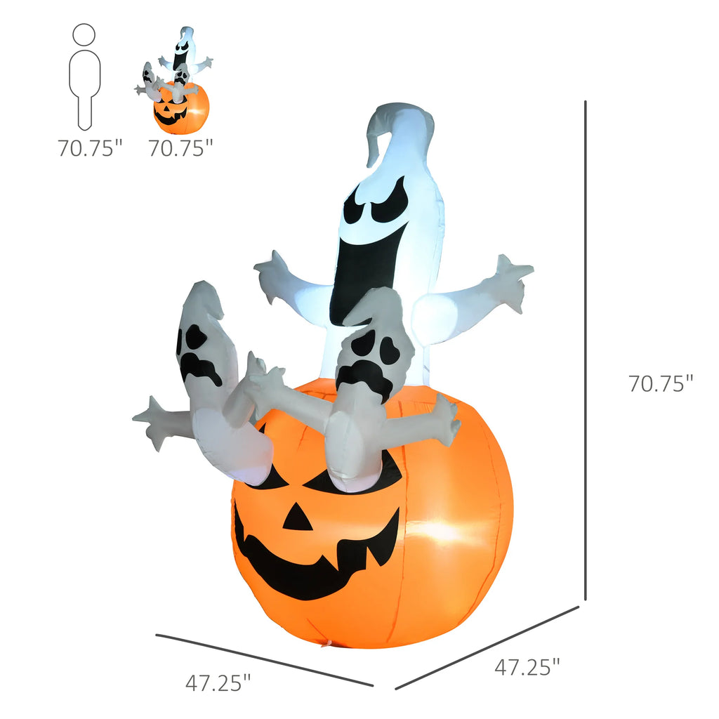 AECOJOY Halloween Inflatables Outdoor Decorations Jack-O-Lantern Pumpkin and Ghosts