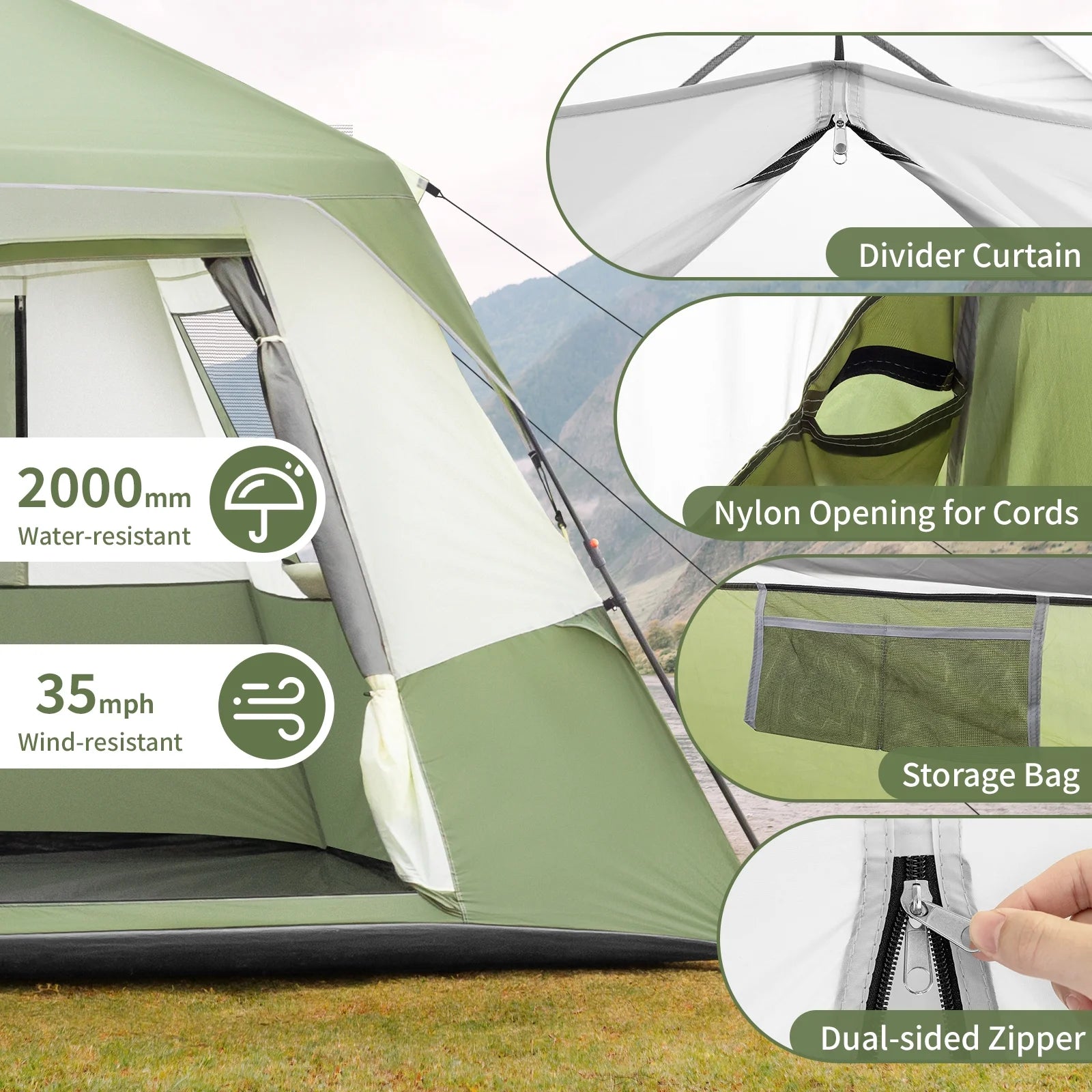 Zimtown 10 Person Tent Large Multi Room Tent for Family Camping Cabin Huge Tent with Carry Bag