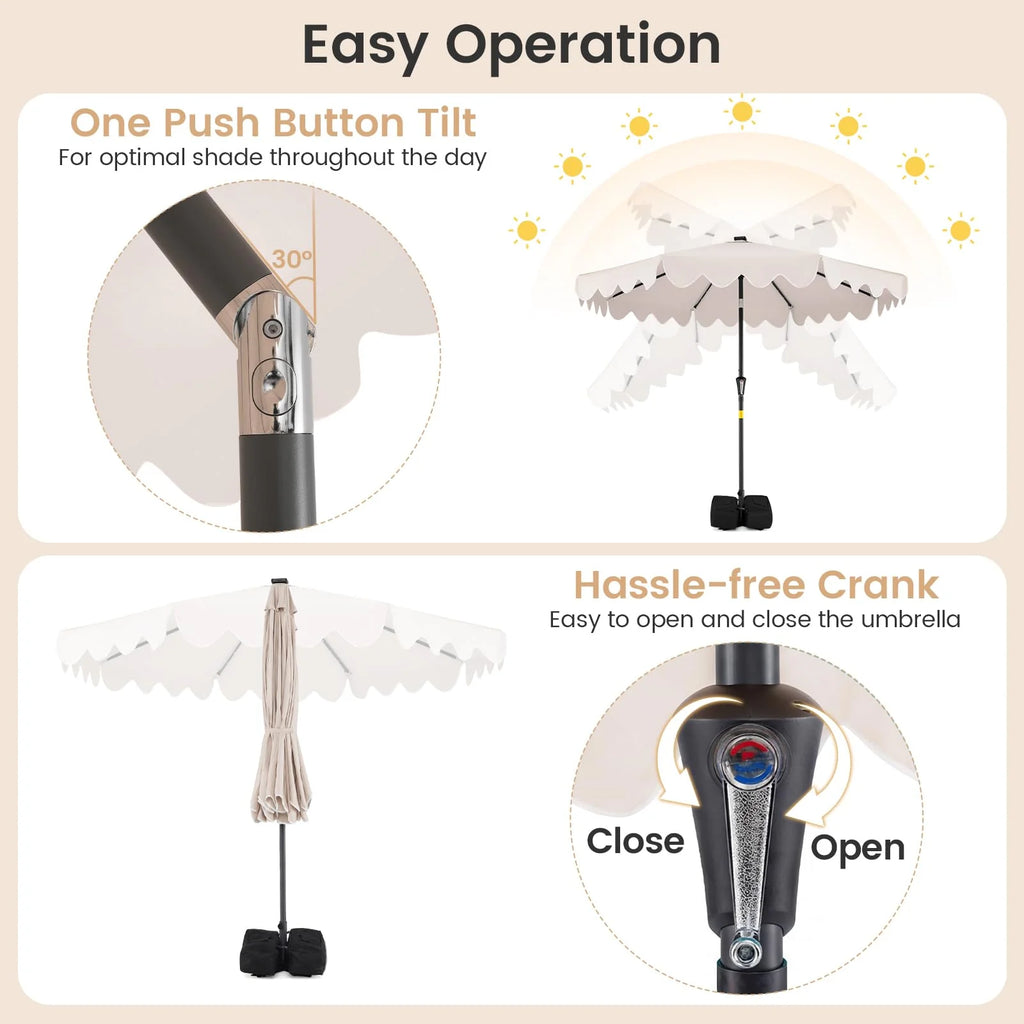 Tangkula 9 FT Solar Patio Umbrella with 32 LED Lights