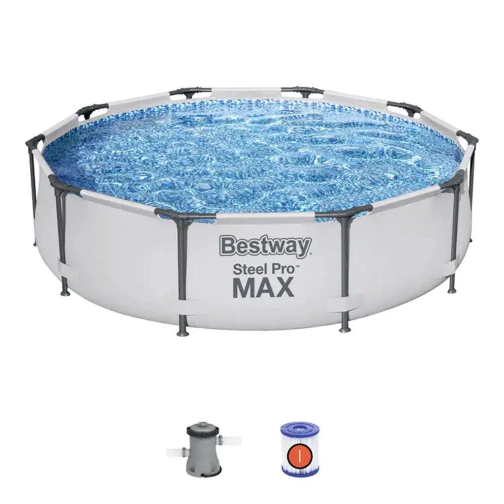 Bestway Steel Pro MAX 10'X30" Above Ground Outdoor Swimming Pool with Pump Metal Frame Pools Round