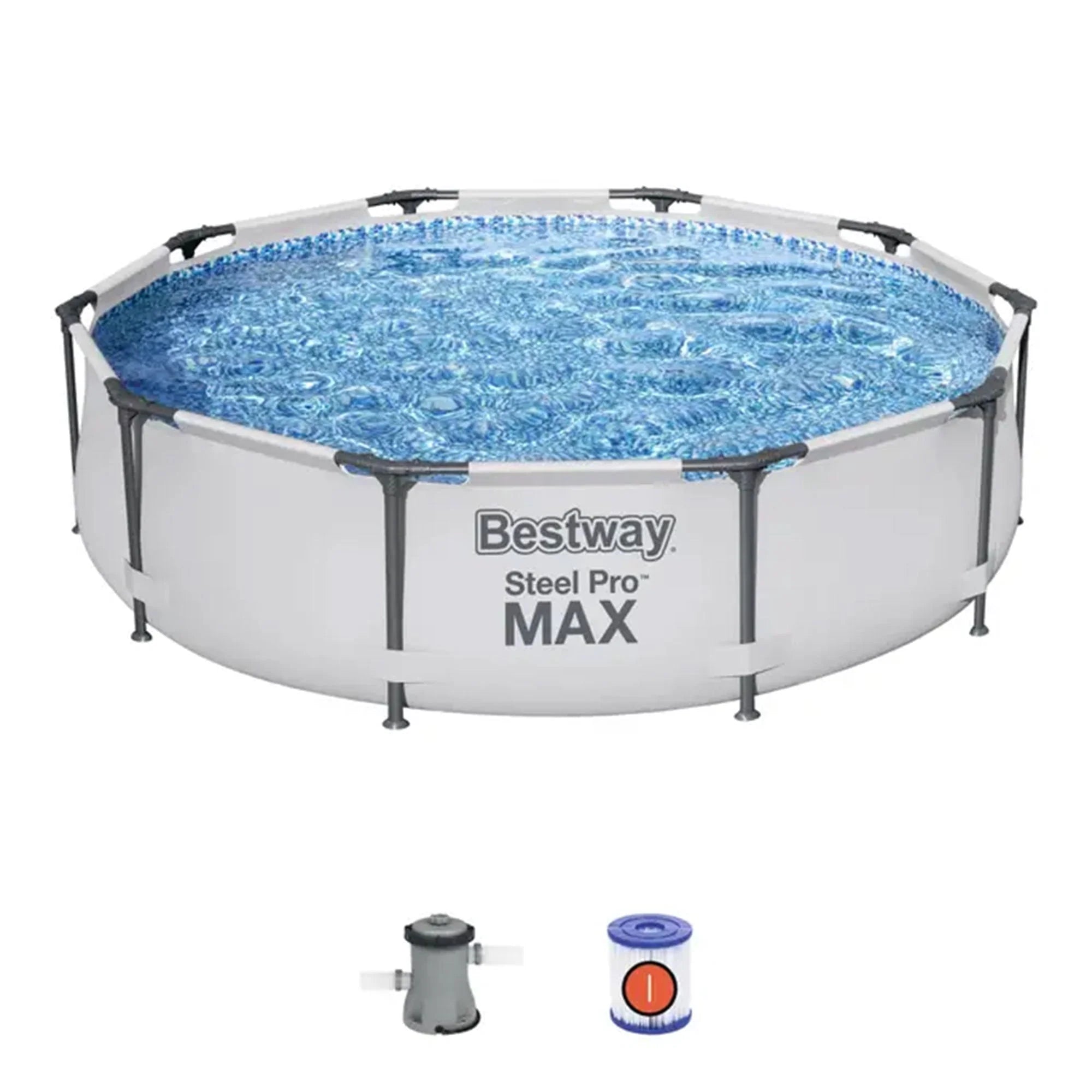 Bestway Steel Pro MAX 10'X30" Above Ground Outdoor Swimming Pool with Pump Metal Frame Pools Round