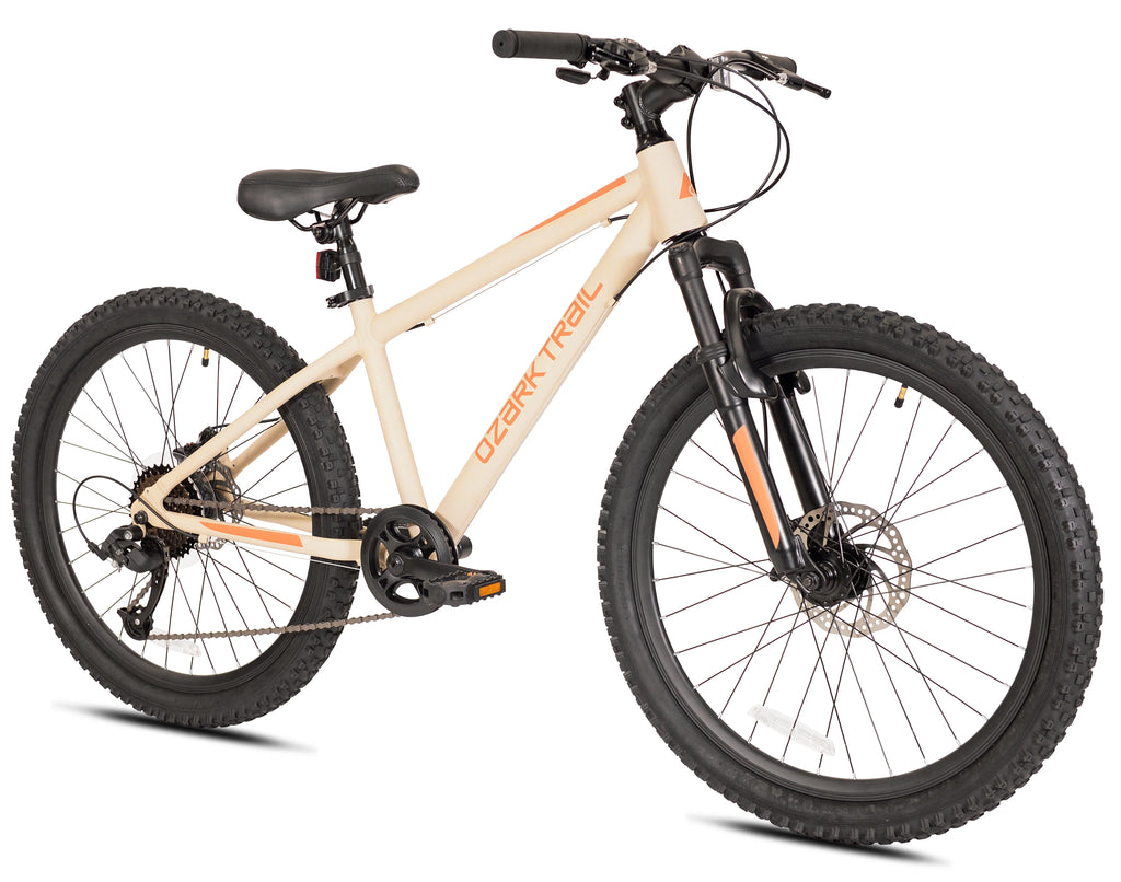 24" Ozark Trail Vibe Mountain Bicycle, 8 Speed, Black, Fits Riders 4'6" - 5'6", Teen