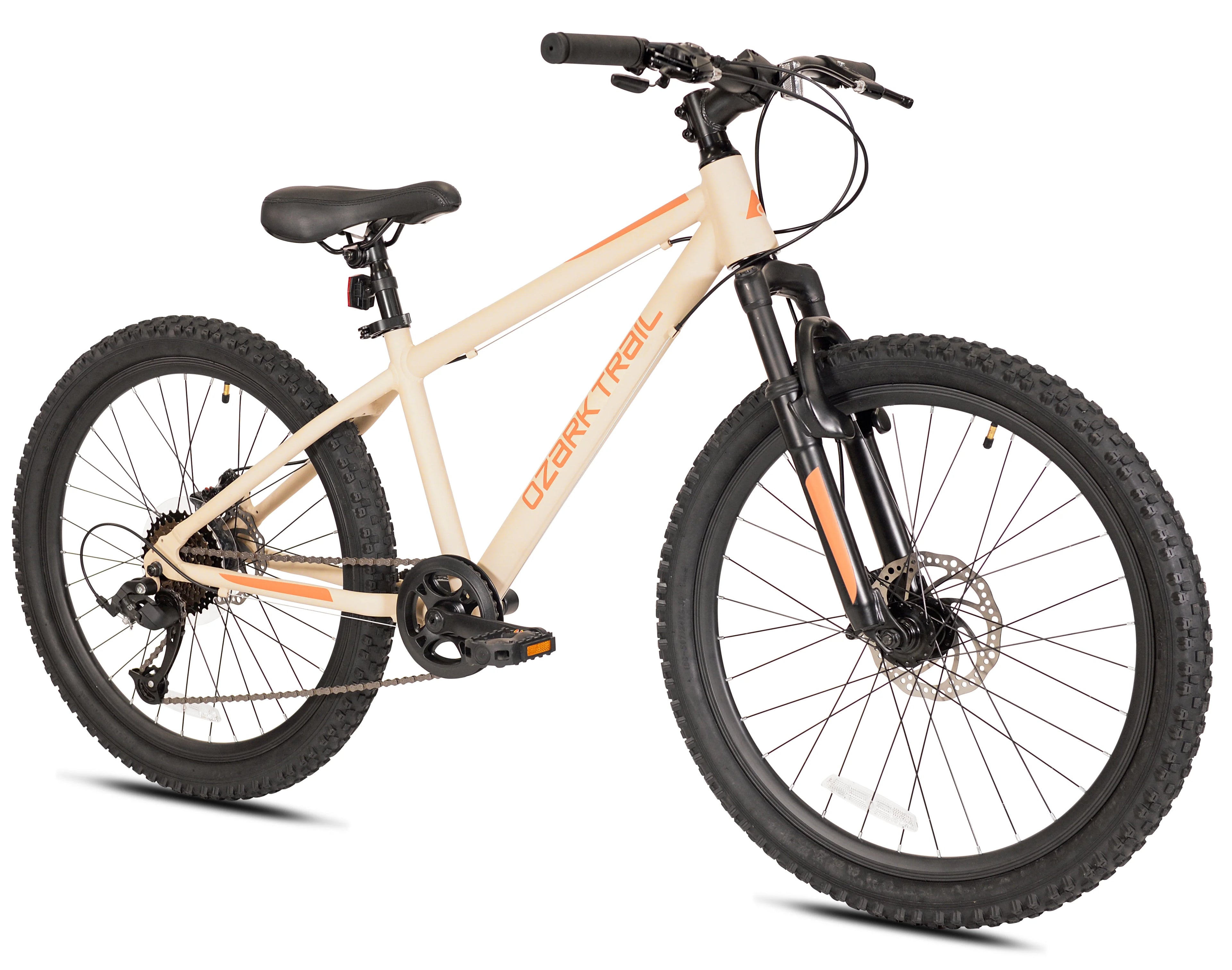 24" Ozark Trail Vibe Mountain Bicycle, 8 Speed, Black, Fits Riders 4'6" - 5'6", Teen
