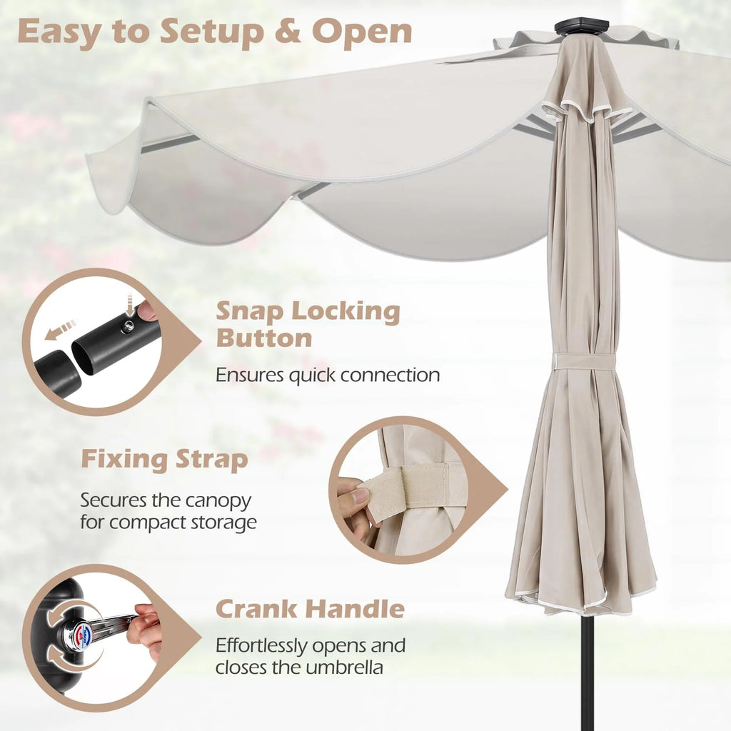 Tangkula 9 FT Solar Patio Umbrella with Base Included