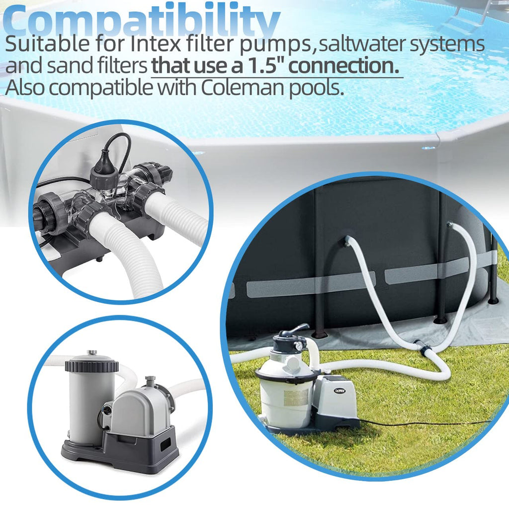 1.5" Pool Pump Hose for Intex Sand Filter Pumps & Saltwater Systems, 29060E Pool Filter Hose for Intex & Coleman Above Ground Pools Parts- 59" Long replacement hoses (Set of 2)