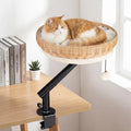 Tangkula Cat Desk Bed 360° Rotatable Rattan Desk Cat Bed Attachment