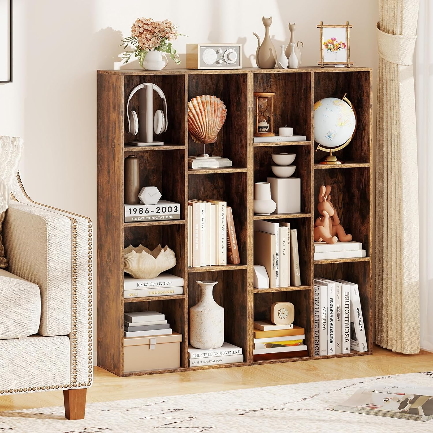 Tangkula 7-Cube Bookcase | Freestanding Storage Organizer with 7 Open Cubbies