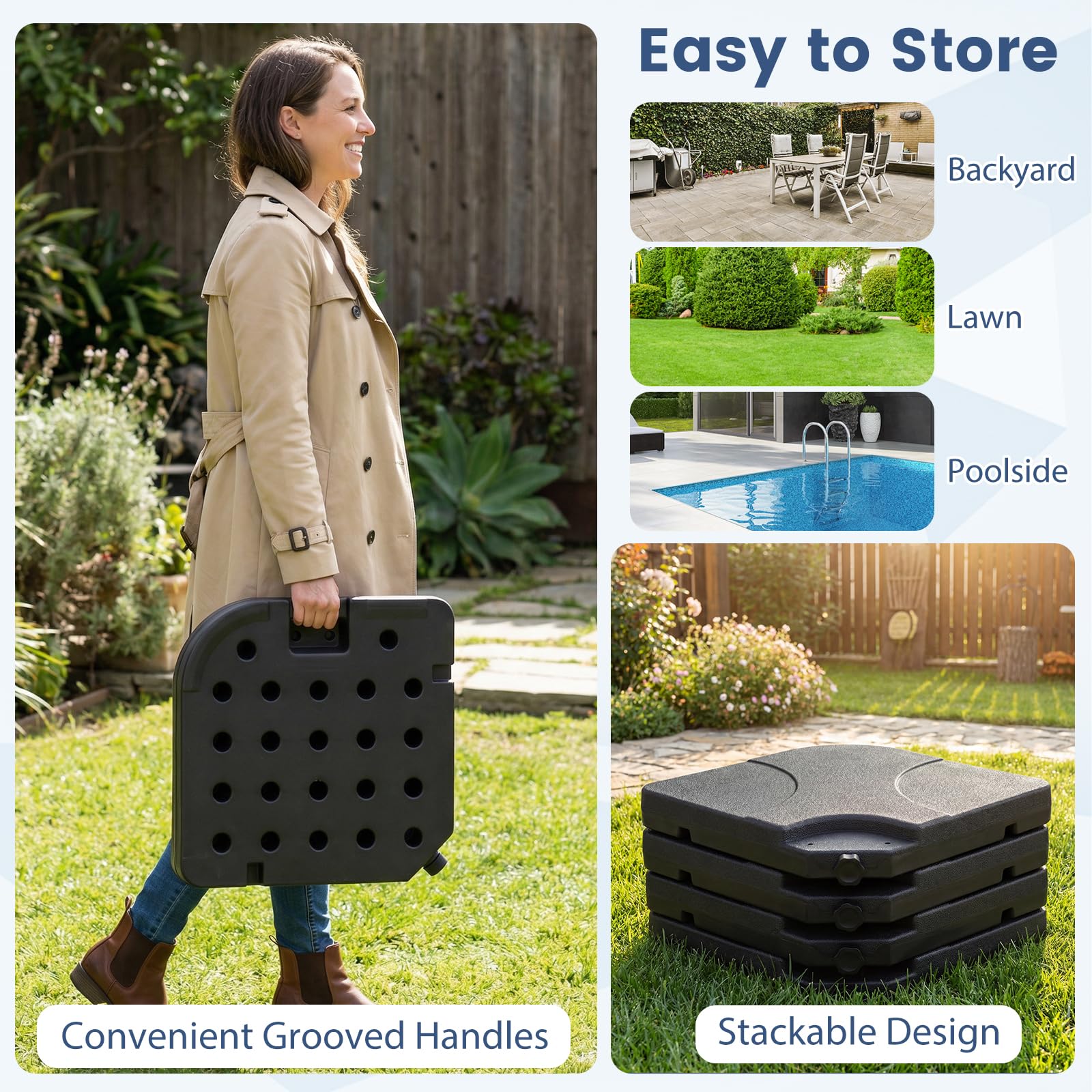 Tangkula 4 Piece 164 Lbs Umbrella Base for Patio