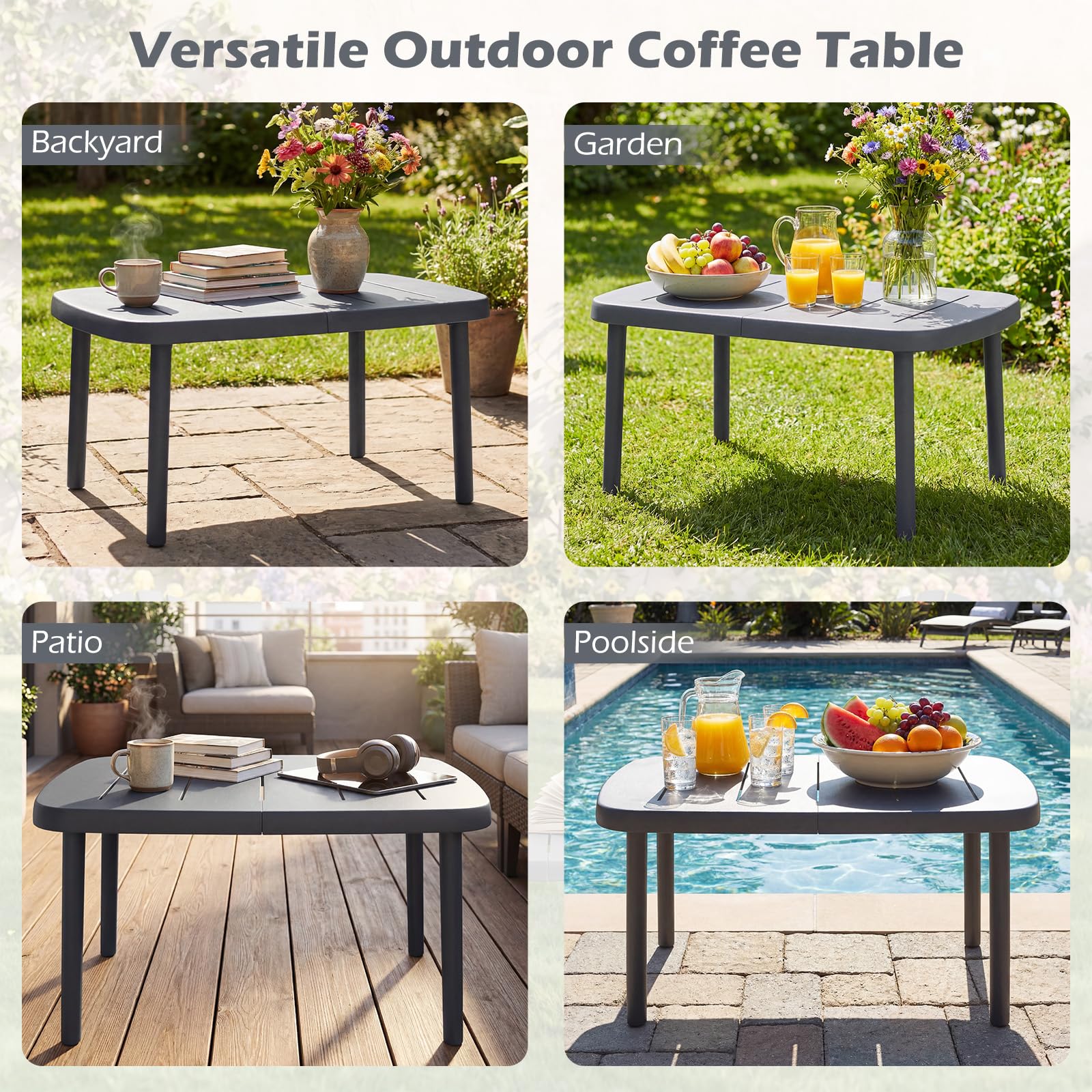 Tangkula Outdoor Coffee Table Weather-Resistant Small End Table