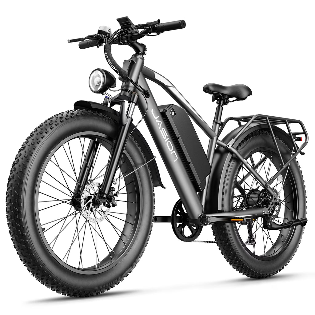 Jasion EB5 MAX Electric Bike for Adults, 750W Electric Mountain Bike with 48V 15ah Battery, 26'' Fat Tire Off - Road Ebike, 28MPH Shimano 7 Speed Bicycle UL2849