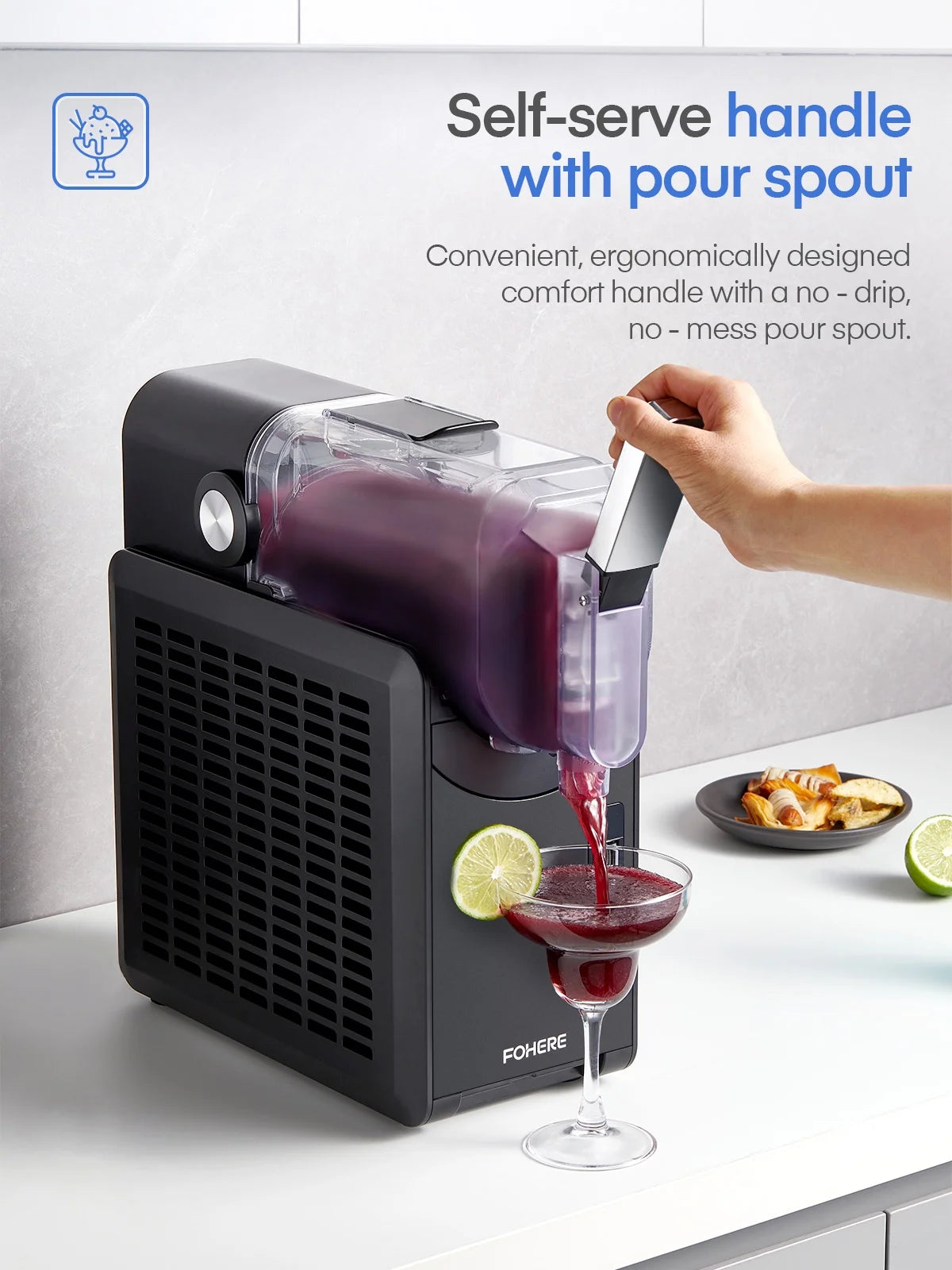 5 - in - 1 Slushie Machine, No Ice Needed, 15 Min Slushy Machine for Home with Self - Cleaning, Professional Frozen Drink Maker, 5 Preset Programs, Frozen Margaritas, Frapps, Milkshakes, and More, FOHERE
