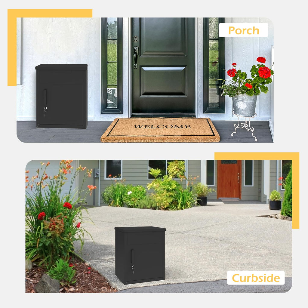 AECOJOY Small Lockable Package Drop Box for Outside, Black