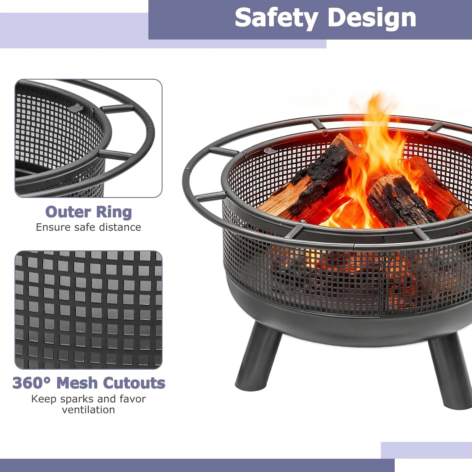 Tangkula Fire Pit for Outside Wood Burning