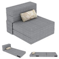 AECOJOY Convertible Folding Sofa Bed, Linen Futon Sleeper with Pillow Foldable Mattress