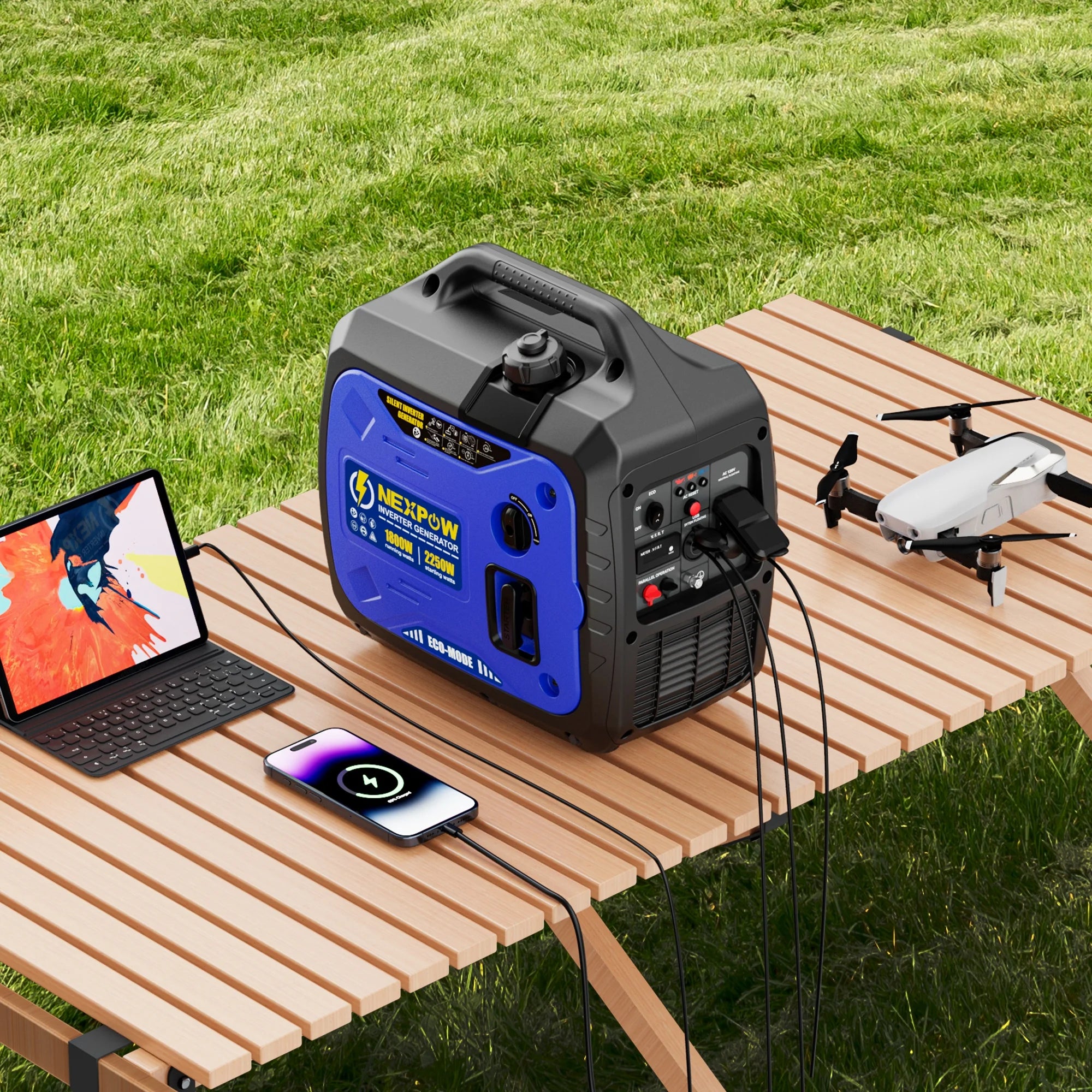 NEXPOW 2250W Portable Inverter Generator, Gasoline Power Quiet Lightweight for Backup Home & Camping, Eco - Mode Feature, Parallel Capability, EPA Compliant