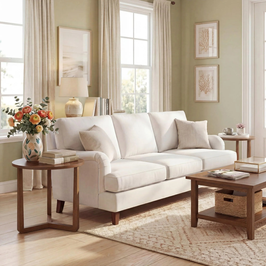 Tangkula Farmhouse Side Table | 22.5" Round End Table with Solid Rubber Wood Legs (1/2)