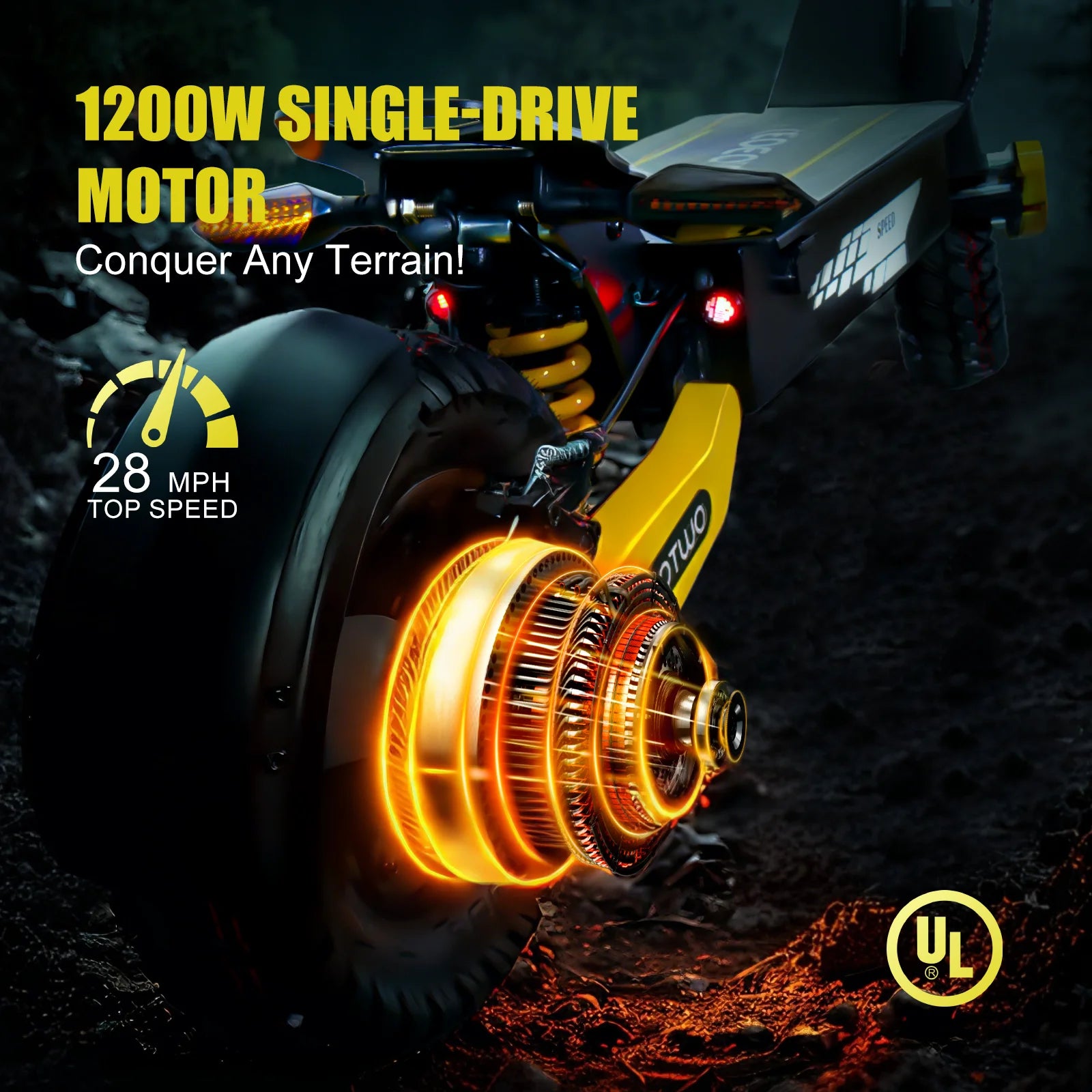 Off Road Electric Scooter for Adults, 1200W Motor Fast E Scooter, up to 28MPH Top Speed & 20miles Long Range, 11" Off - Road Tires, 330 lb MAX Load, Foldable