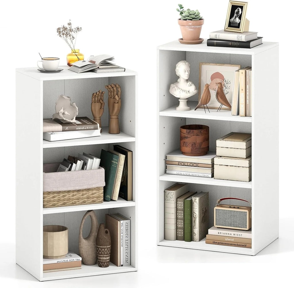 Tangkula 3-Cube Bookcase Floor Standing Open Bookshelf w/7-Position Adjustable Shelf