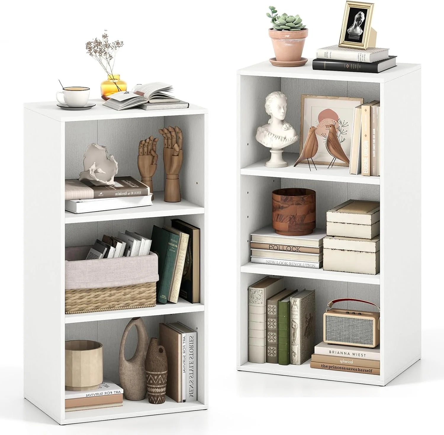 Tangkula 3-Cube Bookcase Floor Standing Open Bookshelf w/7-Position Adjustable Shelf