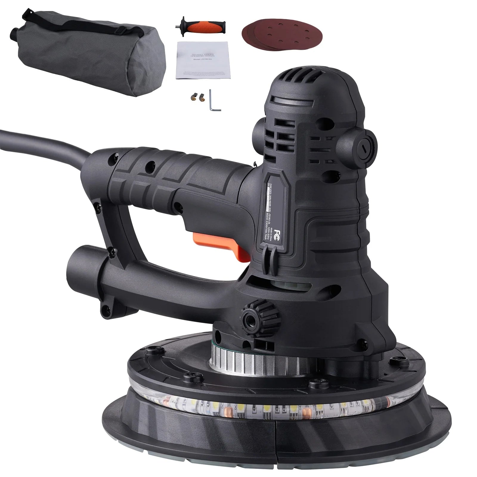 800W Drywall Sander with 12 Sanding Disc 120-Volt 6.5 -Amp Variable Speed Drywall Sander with Dust Management