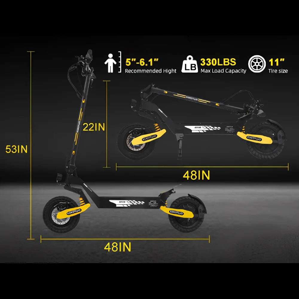 Off Road Electric Scooter for Adults, 1200W Motor Fast E Scooter, up to 28MPH Top Speed & 20miles Long Range, 11" Off - Road Tires, 330 lb MAX Load, Foldable