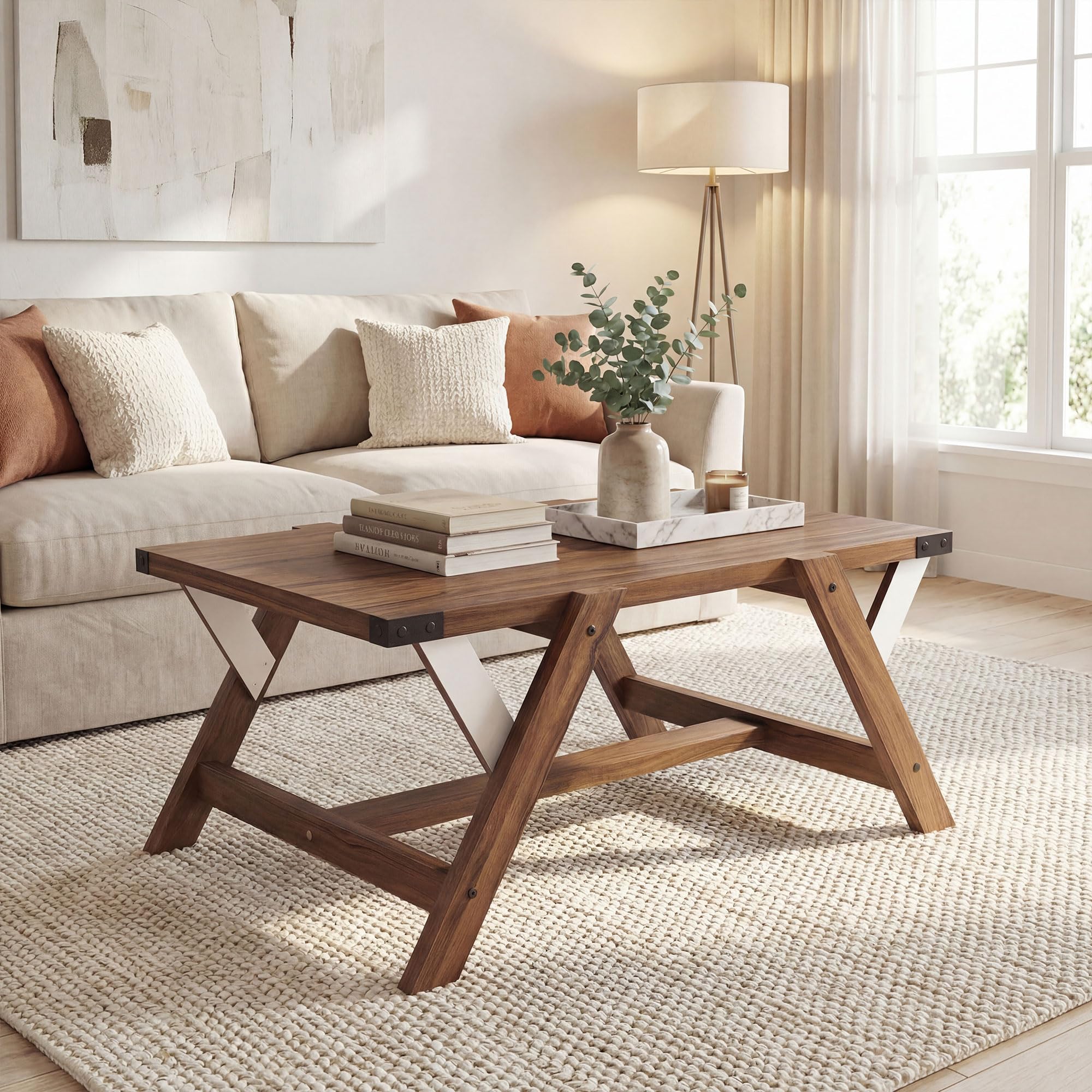 Tangkula  35.5-Inch Rectangle Wooden Center Table for Living Room