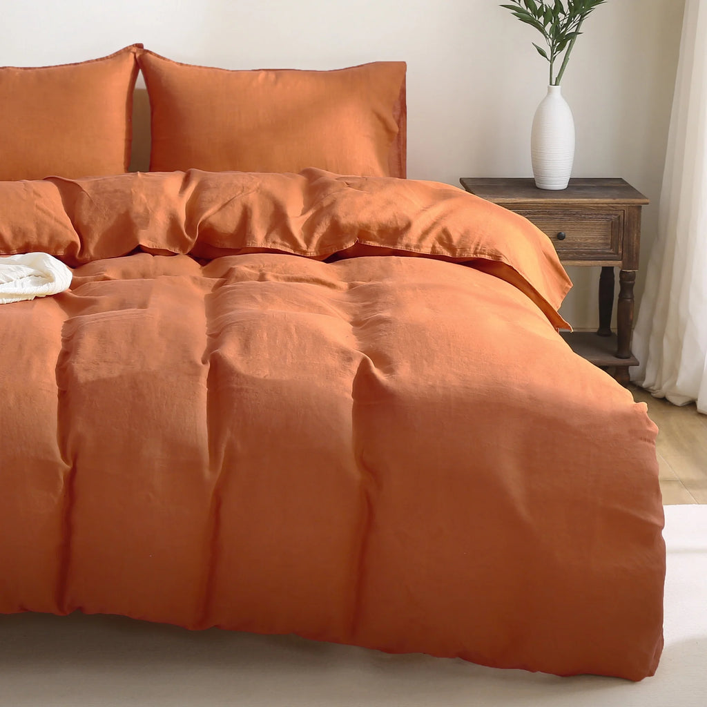100% Pure Linen Duvet Cover with Button Closure and Corner Ties Soft & Breathable - Natural Full/Queen