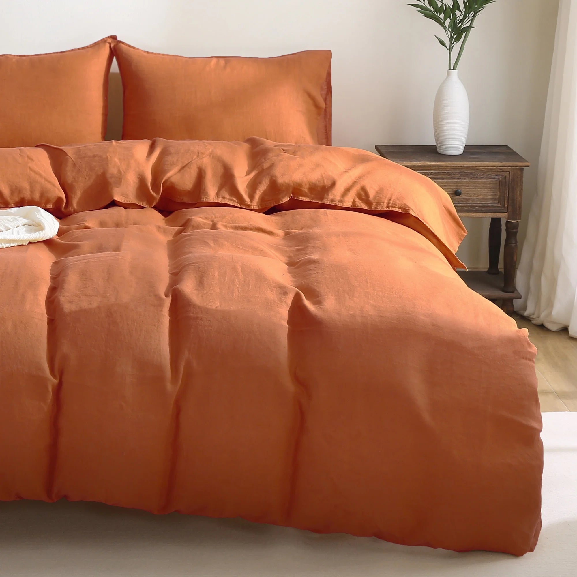 100% Pure Linen Duvet Cover with Button Closure and Corner Ties Soft & Breathable - Natural Full/Queen