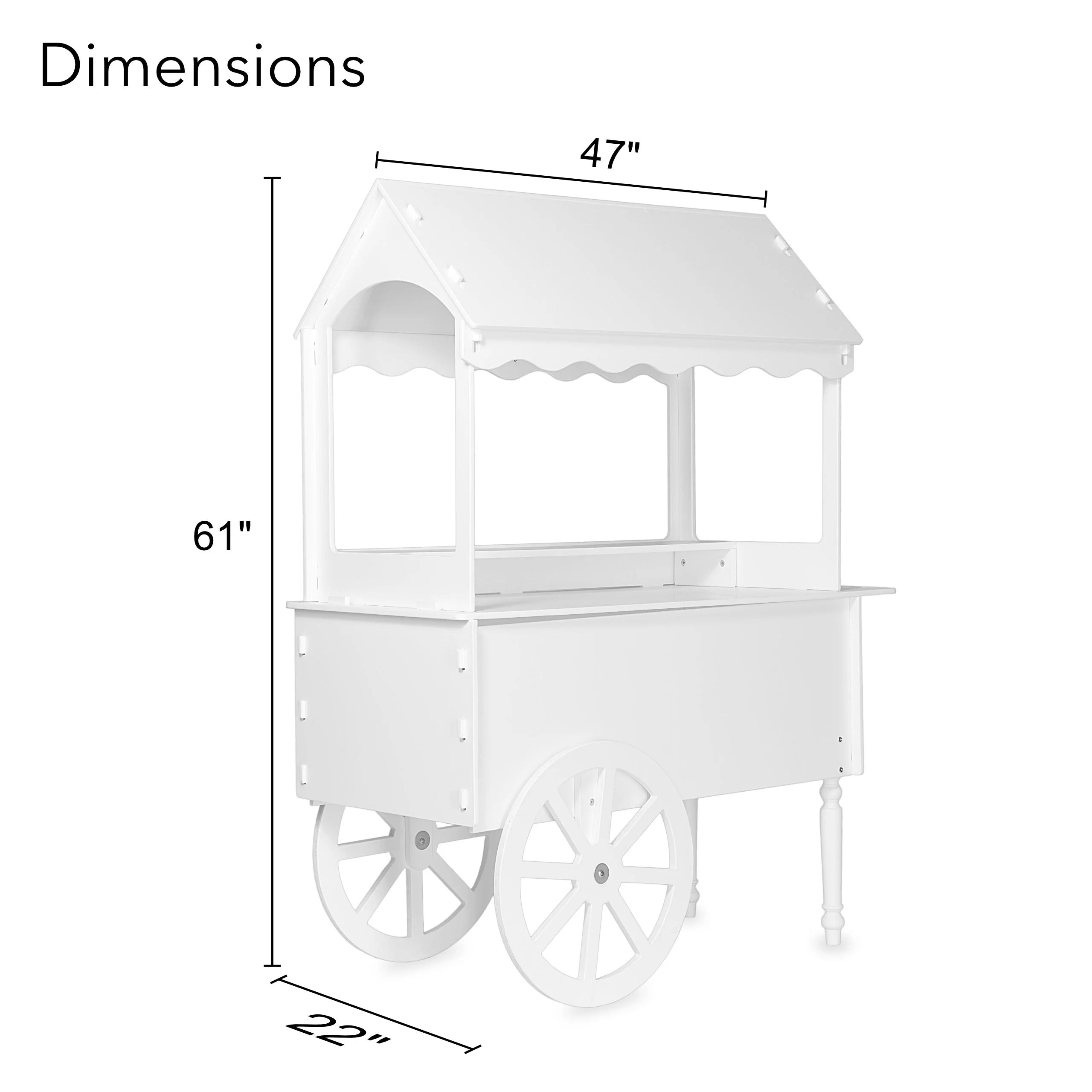 Candy Cart for Party - Candy Cart Display Stand with Wheels for Party - Dessert Cart - Decorated Wood Candy Cart with Wheels for Birthdays Wedding - Easy to Assemble Vintage Candy Cart on Wheels
