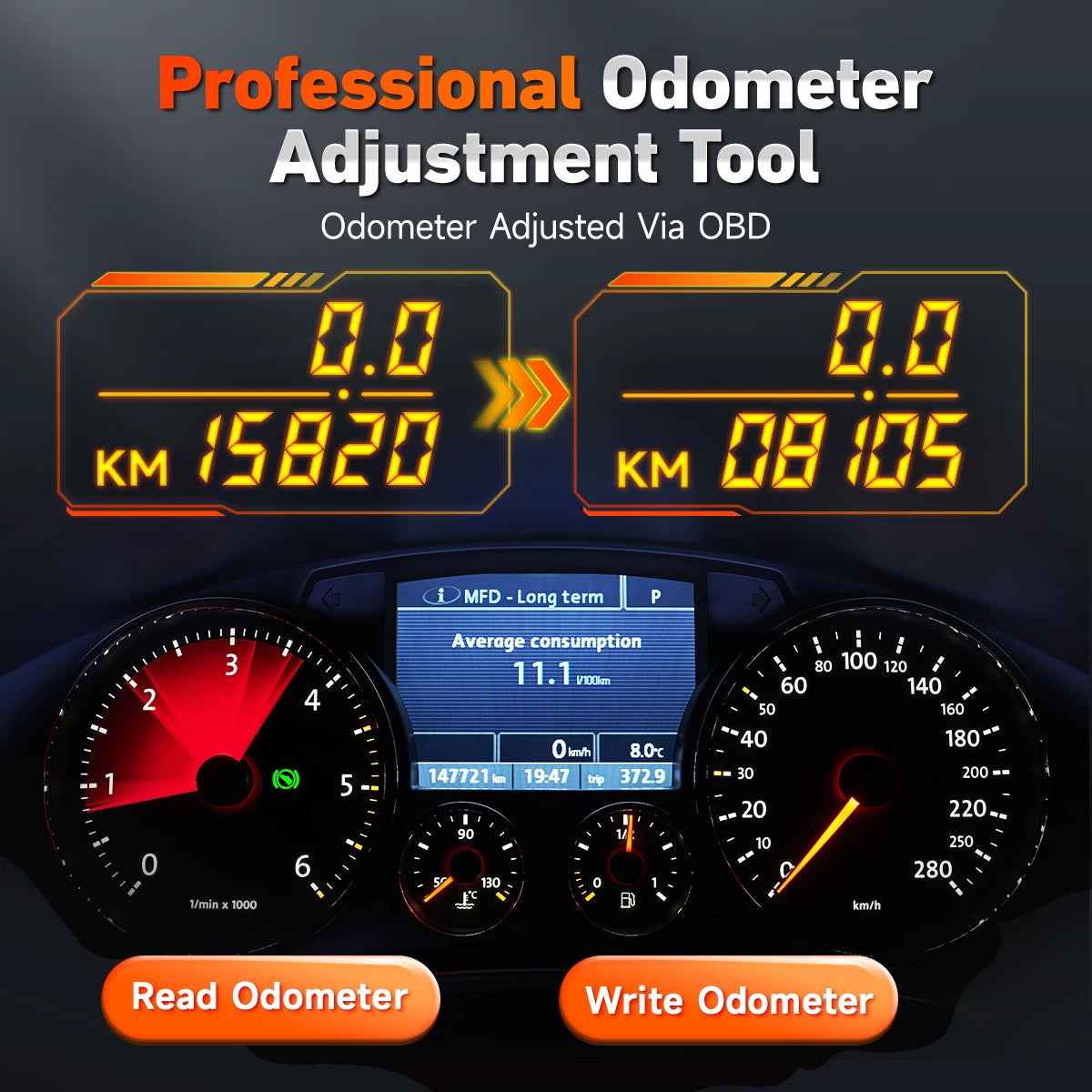 OBDPROG MT401 Automotive Odometer Adjustment Tool Cluster Correction Tool Car Diagnostic Tool OBD2 Scanner Mileage Calibration OBDII Code Reader