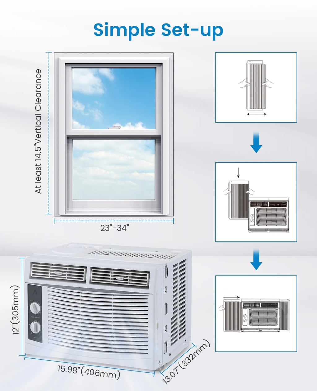 Garvee 5000 BTU Window Air Conditioner, Fast Cooling for Rooms up to 150 Sq. Ft, Window Ac Unit with 7 Level Temperature Setting, White