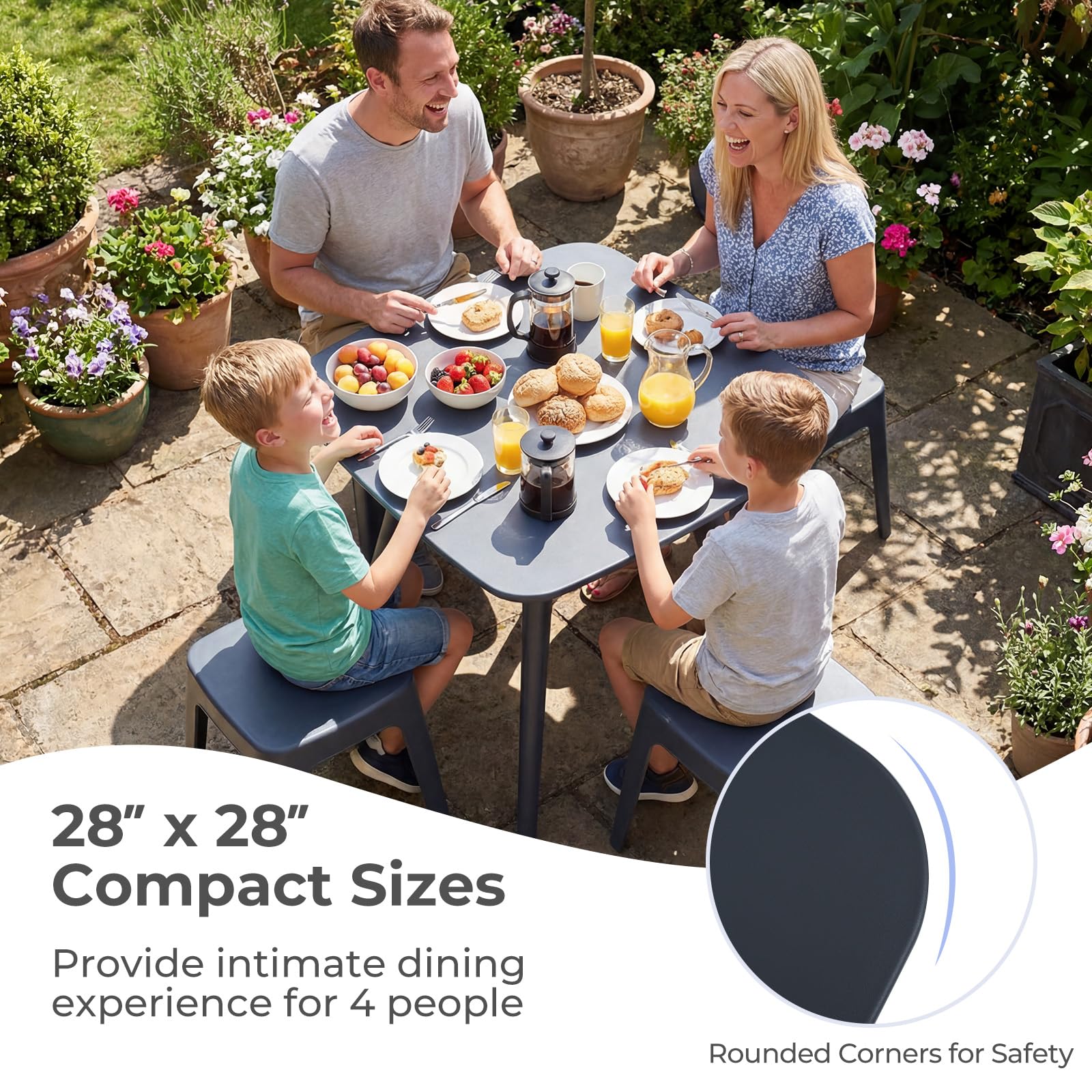 Tangkula 28" Square Outdoor Dining Table Small Compact Outside Furniture