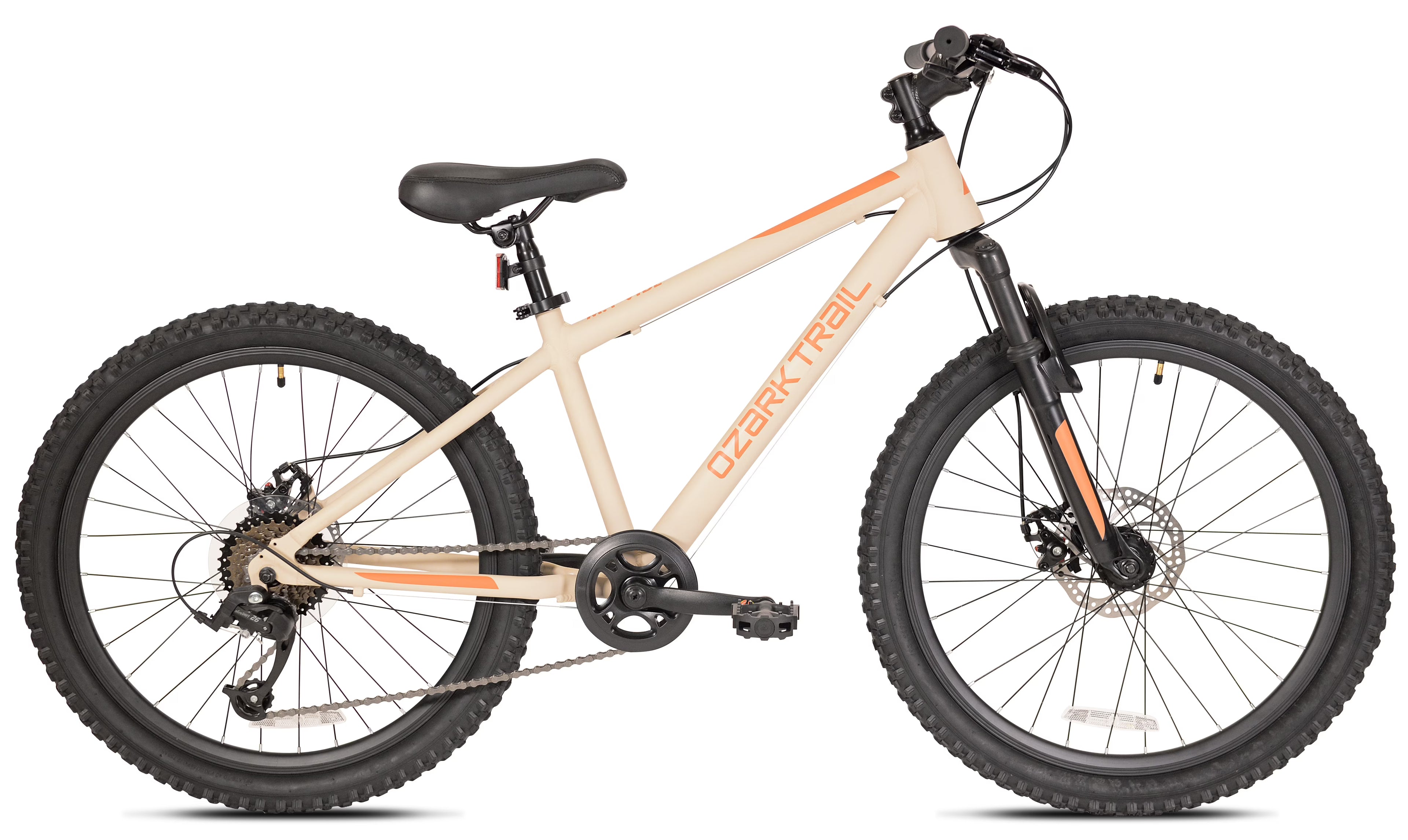 24" Ozark Trail Vibe Mountain Bicycle, 8 Speed, Black, Fits Riders 4'6" - 5'6", Teen