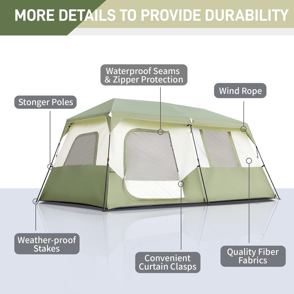 Zimtown 10 Person Tent Large Multi Room Tent for Family Camping Cabin Huge Tent with Carry Bag