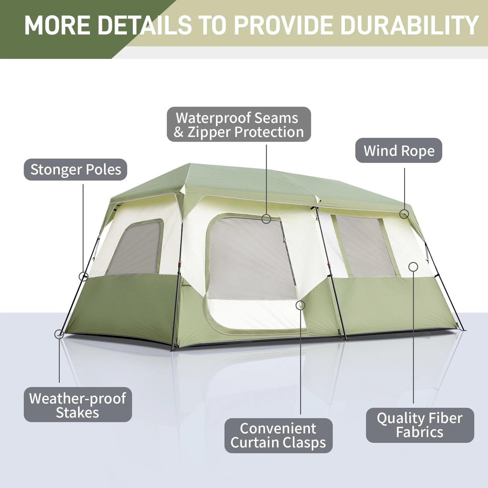 Zimtown 10 Person Tent Large Multi Room Tent for Family Camping Cabin Huge Tent with Carry Bag