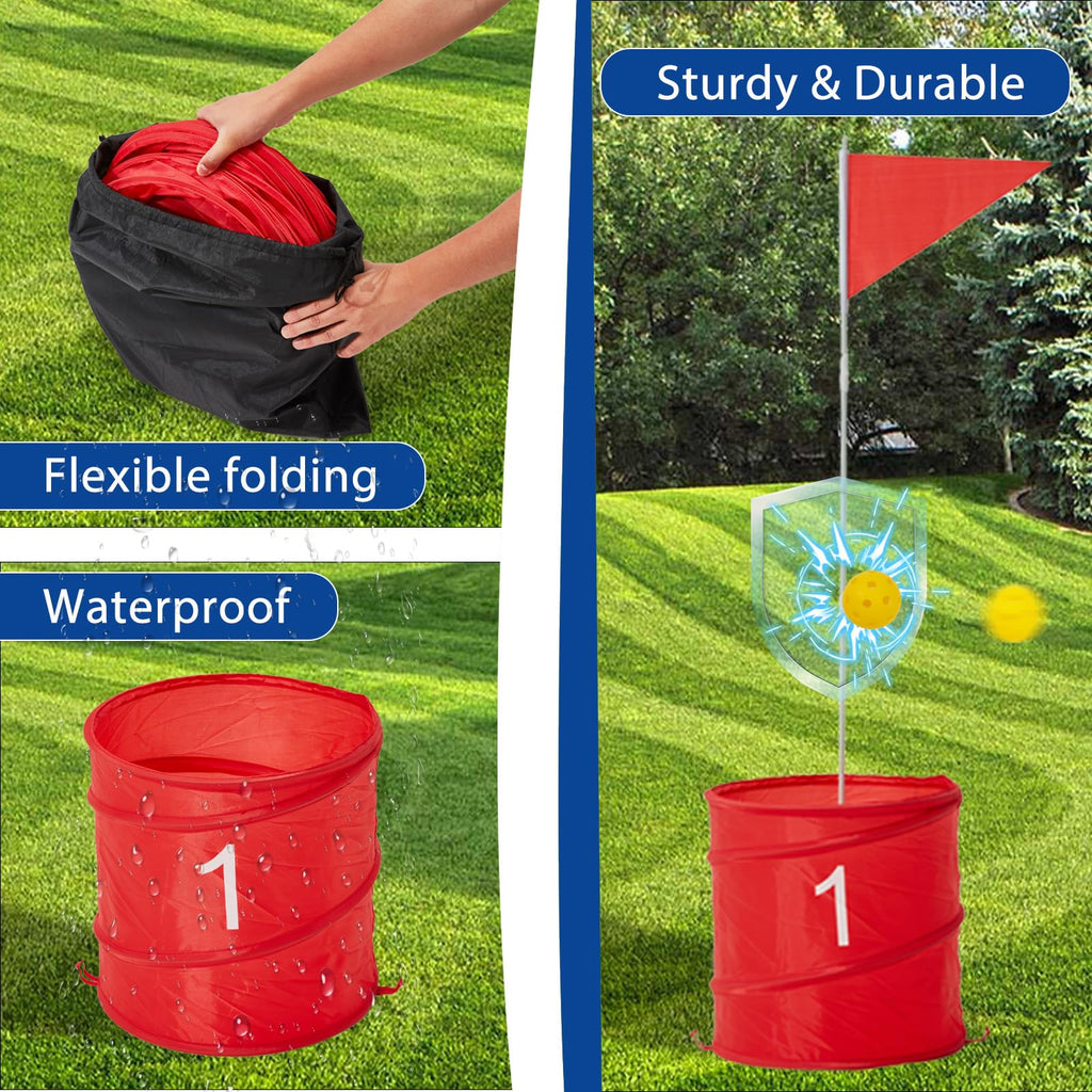 AECOJOY Bucket Yard Golf Game with Clubs 9 Hole Set Portable Low Tide Golf Game, Golf Chipping Games