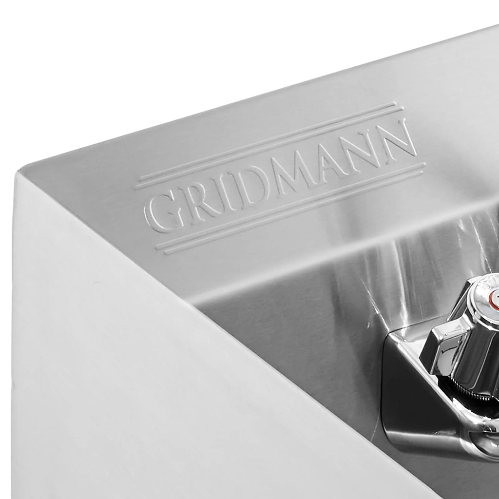GRIDMANN Commercial NSF Stainless Steel Hand Washing Sink W/ Side Splashes & Faucet, Wall Mount