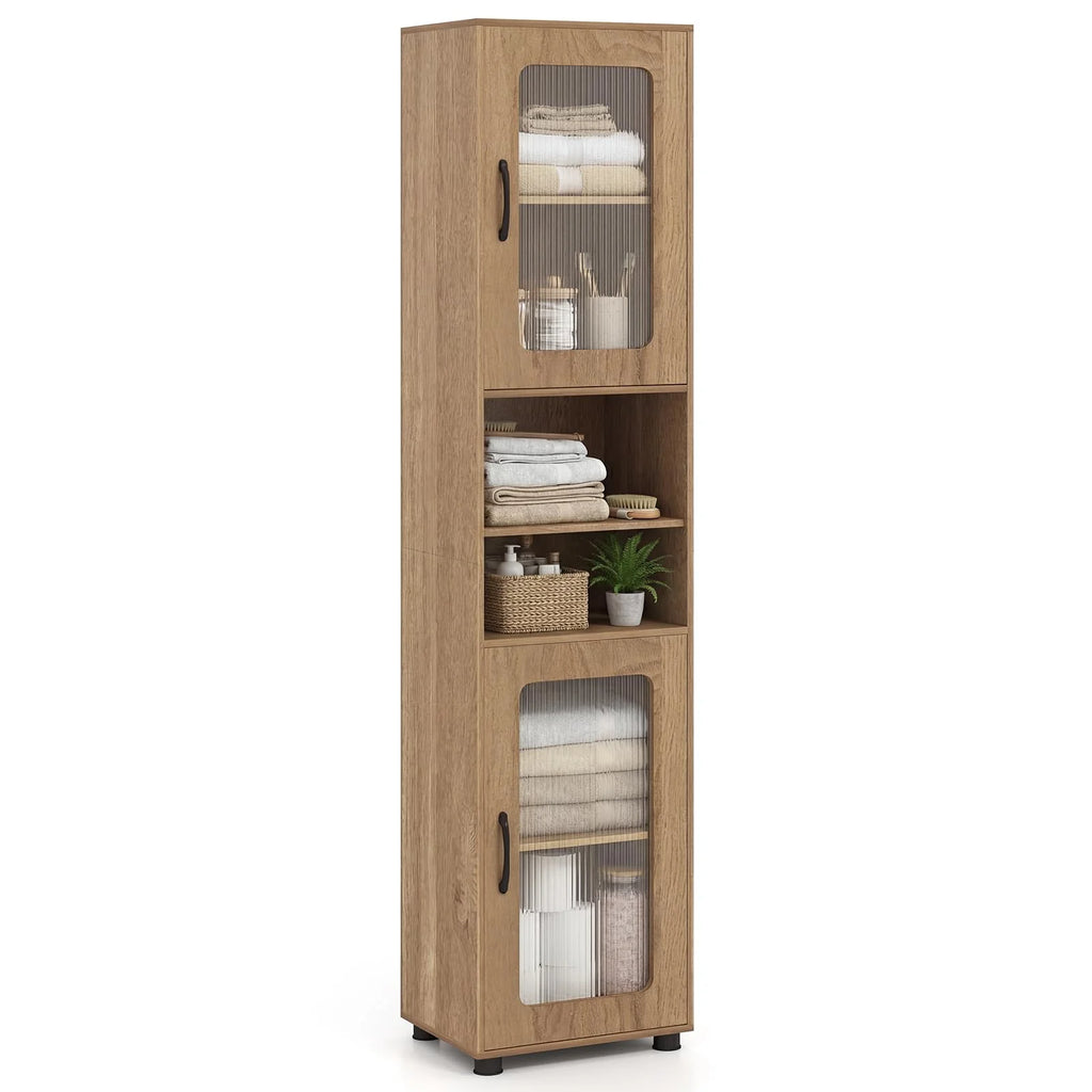 Tangkula 67” Tall Bathroom Cabinet Adjustable Open Shelf Space-Saving Modern Corner Tower
