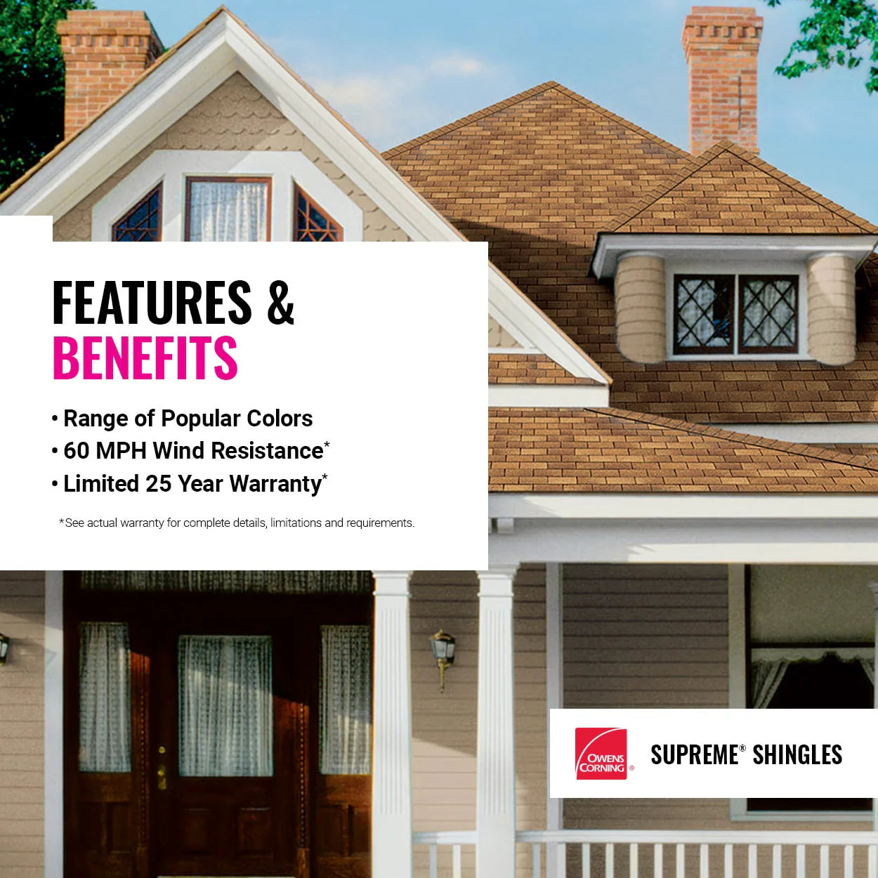 Owens Corning Supreme Desert Tan 3-Tab Asphalt Roofing Shingles (33.3 sq. ft. per Bundle, 3 Bundles per Square)