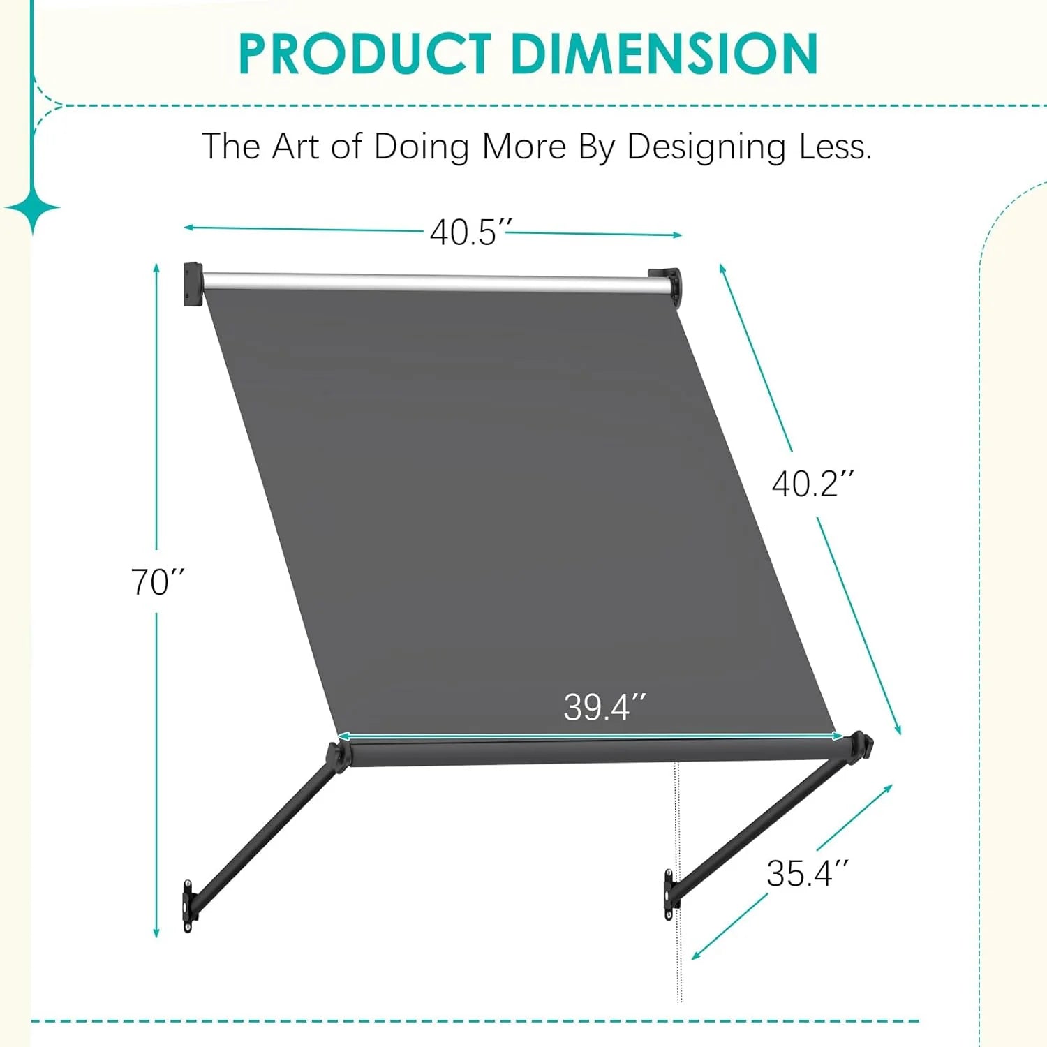 AECOJOY Retractable Awning, 40"x40" Manual Outdoor Awnings for Door Entrance, Sun Shade Canopy